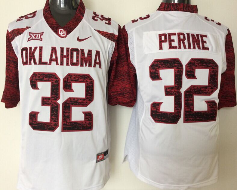 Men Oklahoma Sooners #32 Perine White Nike 2025 NCAA Jersey style 1